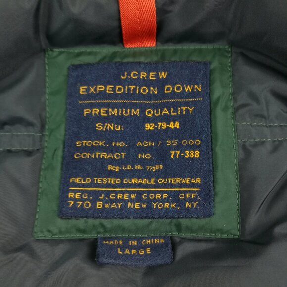 J. Crew Puffer Vest Mens Large Green Expedition Down Jacket Water Repellent - Picture 5 of 15